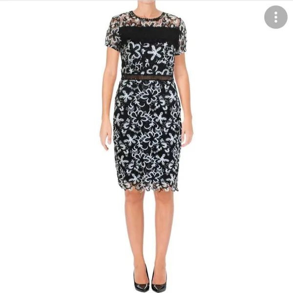 AQUA Floral Lace Sheath Dress Women XS Ruffle Cocktail Elegant Chic‎ Feminine - Image 12