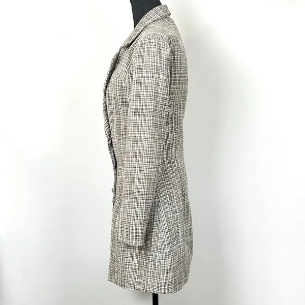 Lulus Double Breasted Tweed Coat Womens Medium Wool Blend‎ Brown Plaid Academia - Image 3