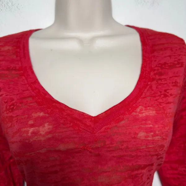 Splash y2k Women‎ Cyber Grunge Sheer Top XL Red Mall Goth V-Neck - Image 13
