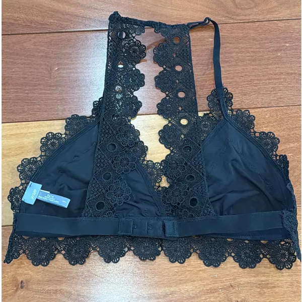 Aerie‎ Bralette Womens Black Crochet Lace Halter Racerback S - Image 3