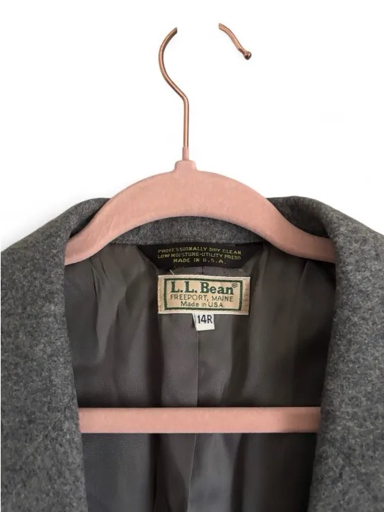 Vintage LL Bean Classic Gray Wool Cashmere Blend Blazer Size 14R Academia Preppy - Image 4
