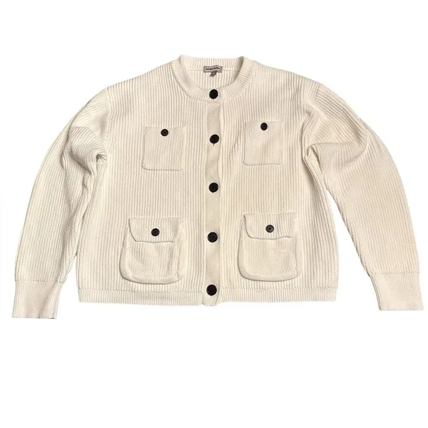J Crew women’s Four-pocket cardigan chunky ivory CG804 Size XL NWT - Image 2