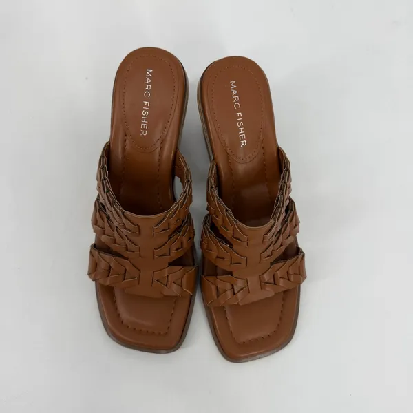 Marc Fisher Melita Brown Woven‎ Block Heel Sandals Womens 8M Casual - Image 2