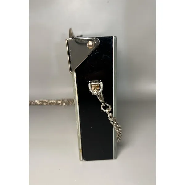 Zara Clutch Bag Womens Silver White Acrylic Shell Purse Chain Shoulder Evening - Image 8