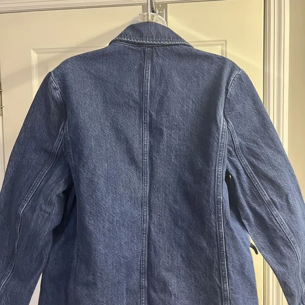 Abercrombie & Fitch Dark Wash Boxy Long Sleeve Jean Blazer Jacket Button Medium - Image 10