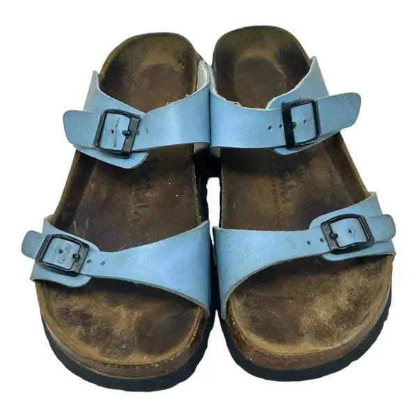 Betula Original Birkenstock 240‎ Light Blue Leather Slide Sandals Size 37 US 6 - Image 2
