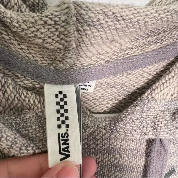 Vans Women's Size XS Hoodie Hooded Sweatshirt Gray Green Knit Kangaroo Pocket - Image 10