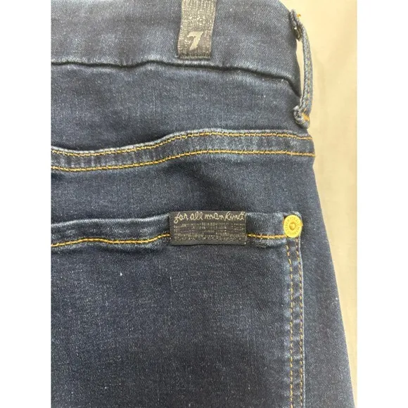 7 For All Mankind High Waist Skinny Jeans Dark Indigo Blue Size 28 Stretch Denim - Image 13