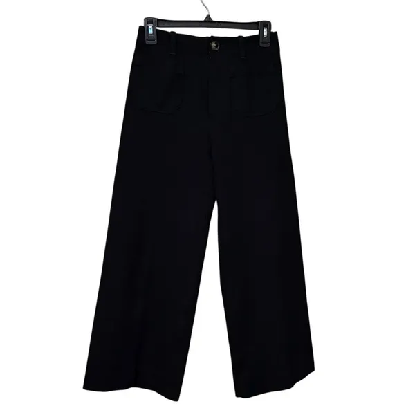 Anthropologie Black Cropped Wide-Leg Pants Size 2 - Image 2