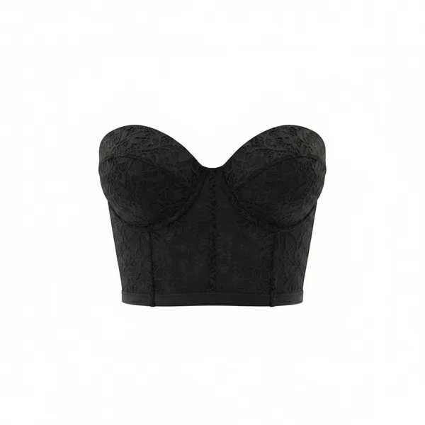Black Lace Bustier Corset Top L/XL NWT Strapless Longline Gothic Festival - Image 8