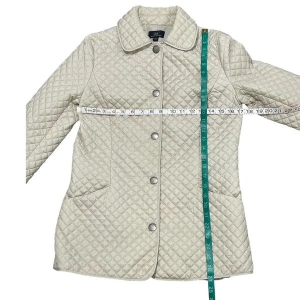 Brooks Brothers 346 Womens Cream Quilted Snap Front Jacket Beige Size 4 - Image 2