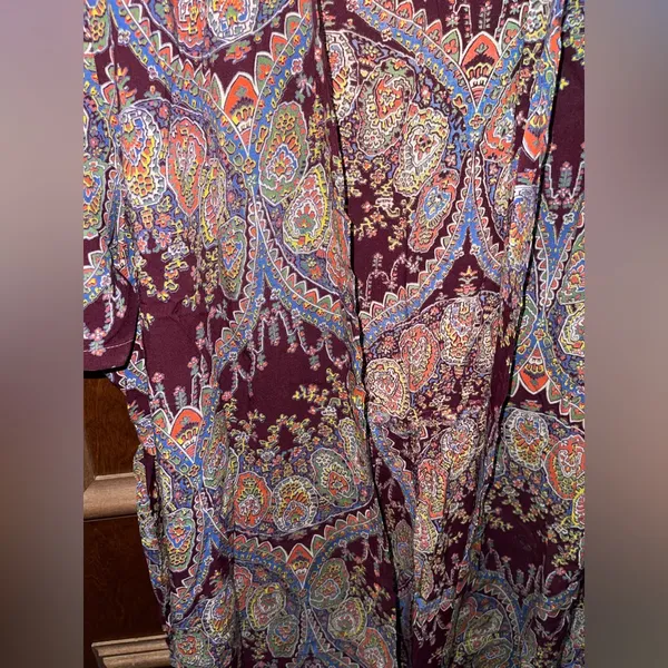 Vintage Paisley Print Wrap Dress in Purple and Blue Size Medium - Image 6
