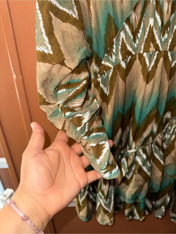Ariat Chevron Mini Dress in Teal and Tan - Image 6