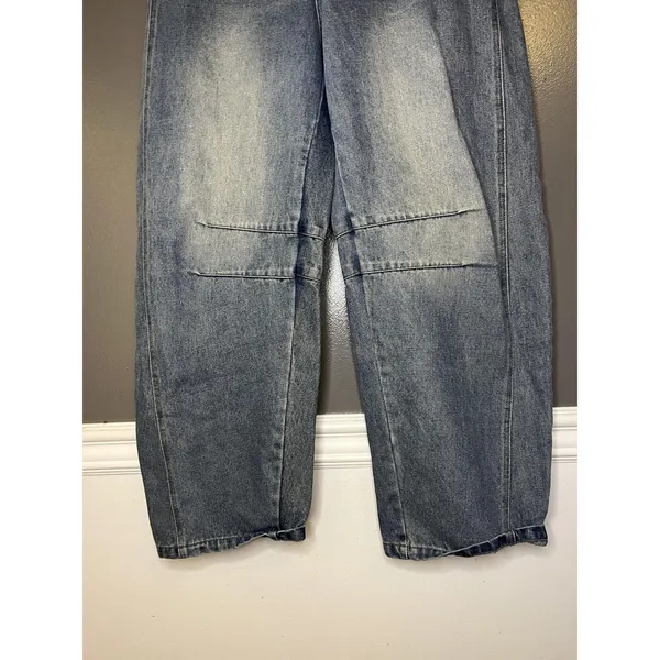 Jeans Womens M Blue Medium Wash High Rise Relaxed Tapered Seamed Denim - Image 3