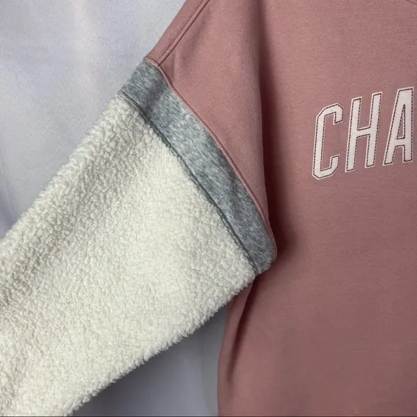 Champion Heritage Sherpa Sleeve Light Pink Crewneck Pullover‎ M - Image 6