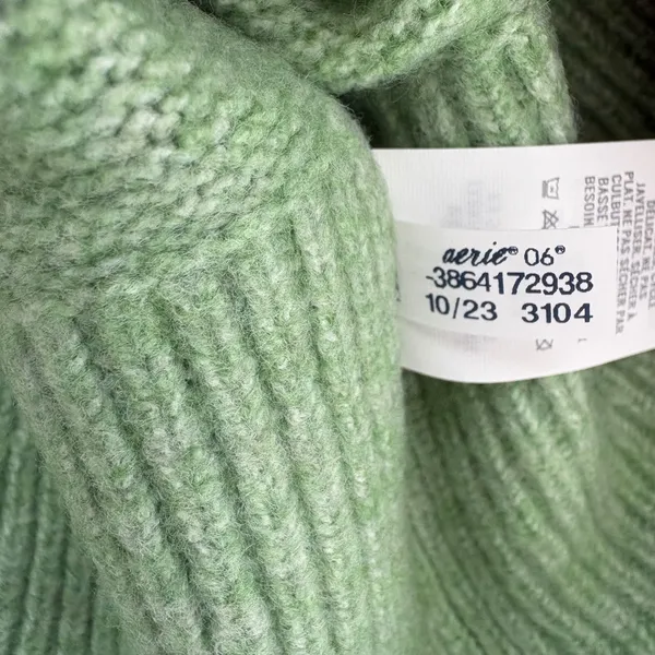 Aerie V-Neck Sweater‎ Small Sage Green NEW Oversized Marl Knit Pullover Cozycore - Image 9