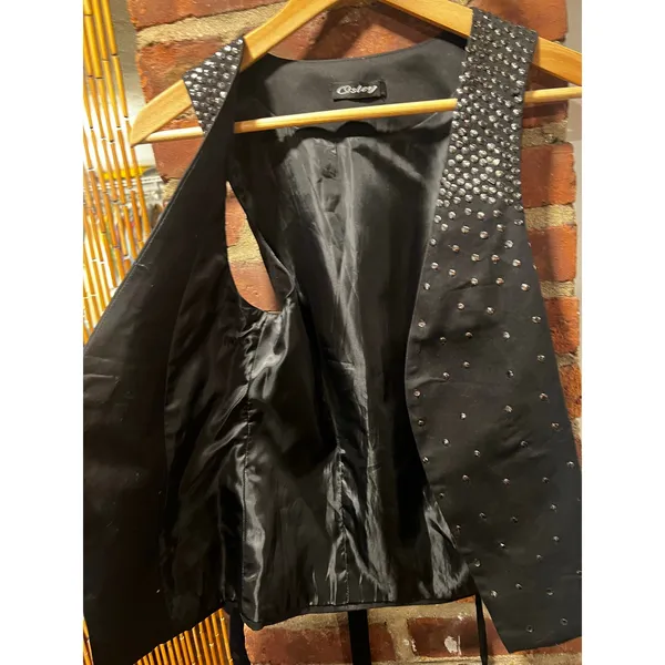 Osley Black Silver Studded Statement Vest Y2K Rocker Indie Sleaze XS - Image 4