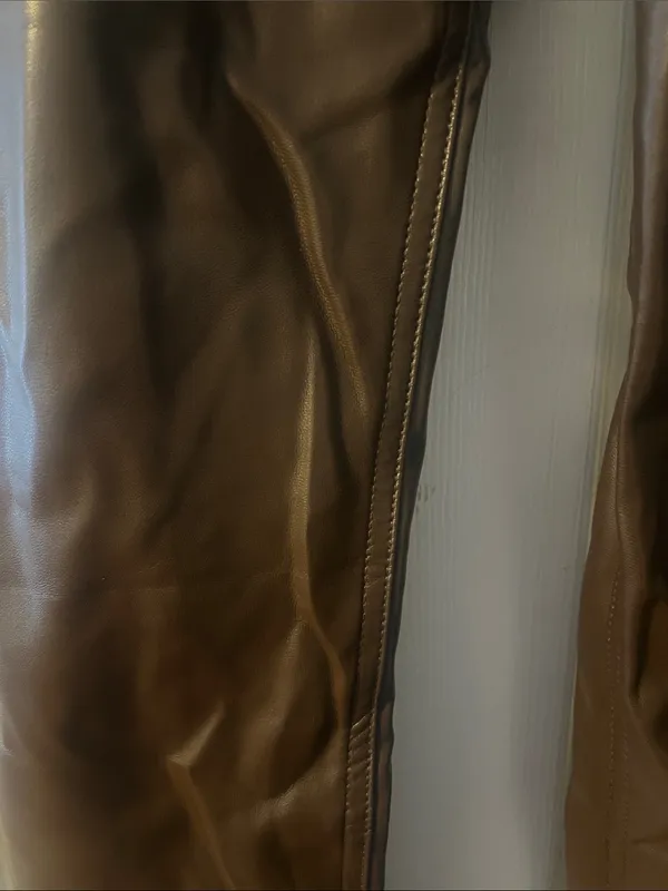 Abercrombie Women Brown Faux Leather Pants - Classic Straight Fit - Image 4