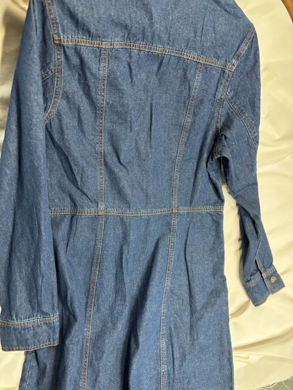 Frye Women's Long Sleeve Button Front Pocket Denim Mini Shirt Dress - Image 3