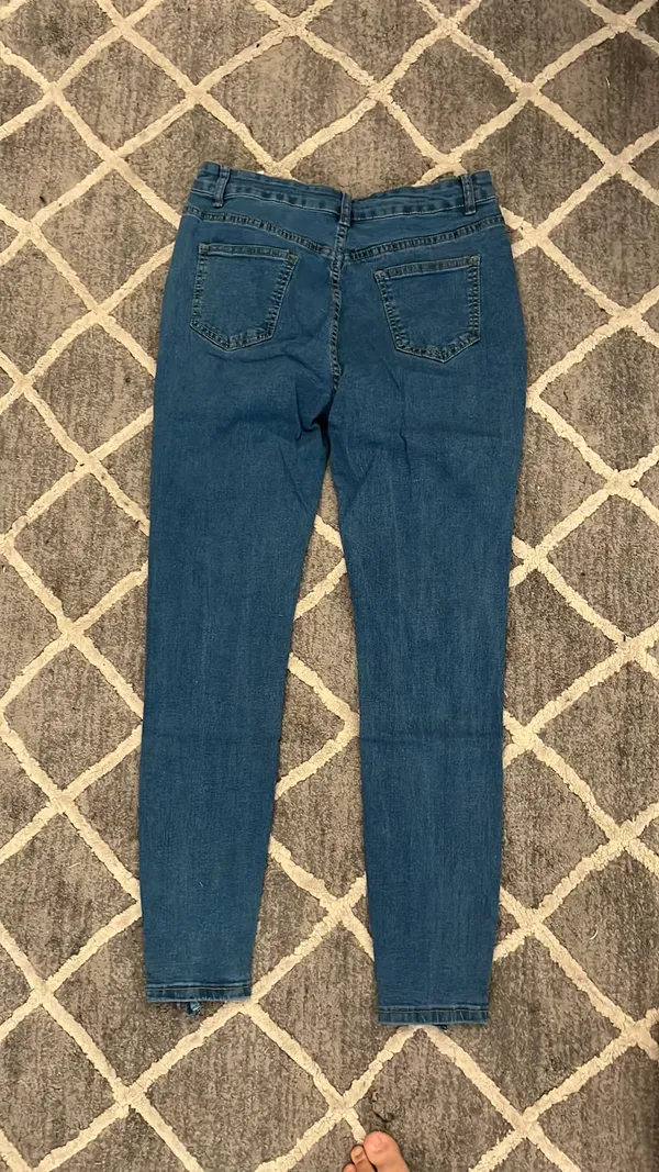 Ripped Jeans with Checkered pattern Blue Size L - Image 5