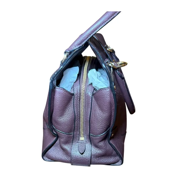 Coach Mercer 30 Satchel Plum Pebble Leather Handbag 37575 Gold Hardware - Image 5