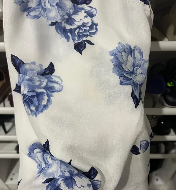 Lulus Pretty Peony Blue and White Floral Print Wrap Dress - Image 7