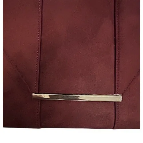 NWT‎ JNB Studio Burgundy Faux Suede Envelope Clutch Chain Shoulder Bag Modern - Image 12
