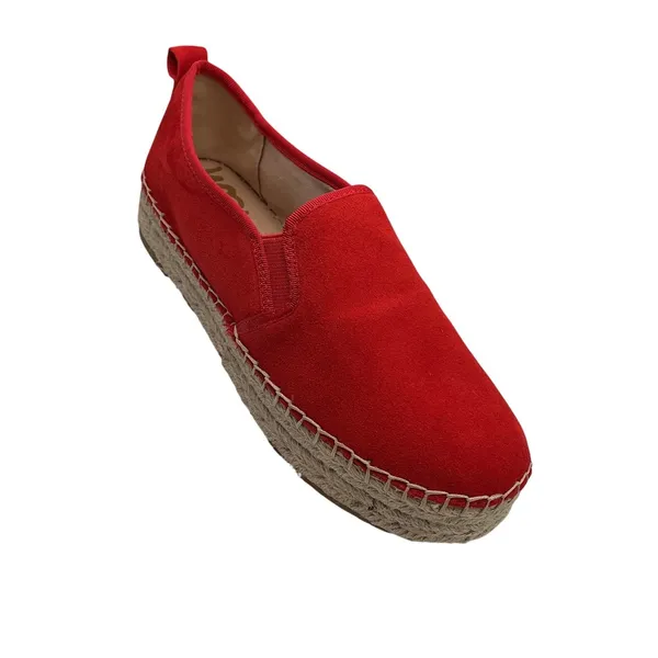 Sam Edelman Carrin Red Suede Espadrille Slip On Platform Sneakers Womens‎ 7M 37 - Image 7