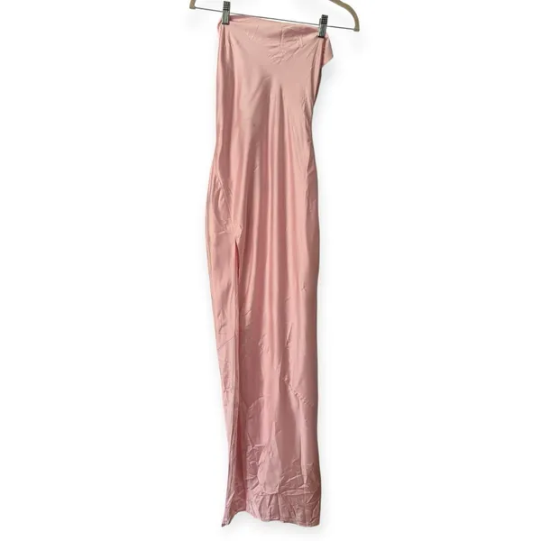 NWD Babyboo Misha Maxi Dress Blush Pink Satin Size Small - Image 3
