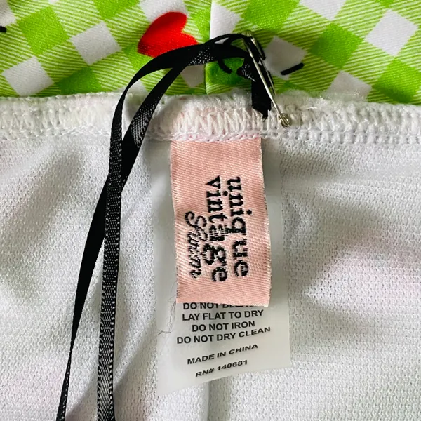 Unique Vintage Gingham & Ladybug Print Ruched & Ready Swim Bottom- Size L- NWT - Image 4