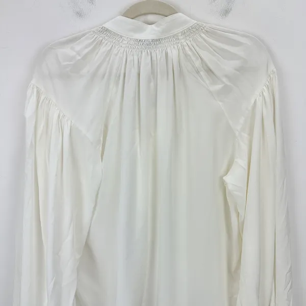 Madewell Shirred Long Sleeve Top Blouse Silk Lightweight Winter White Medium NWT - Image 14