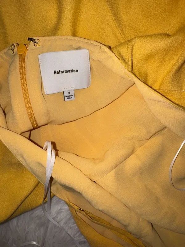 NEW Reformation Thistle Dress buttercup butter yellow size 4 - Image 7