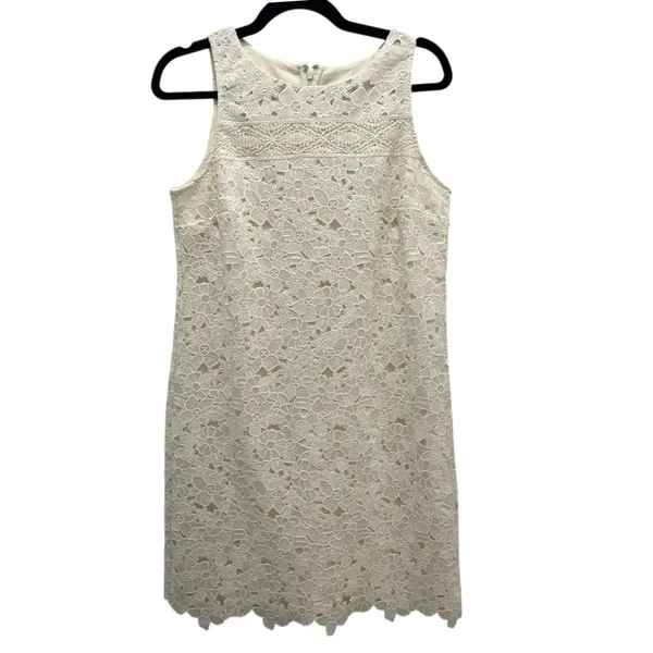 LOFT Embroidered Floral Lace Shift Dress‎ 6 Bridal LWD Wedding Ivory Cream NWT - Image 2
