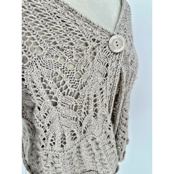 Vtg‎ Dressbarn Y2K Sweater Cardigan Crochet S Bell Sleeve Hippie Boho Festival - Image 7