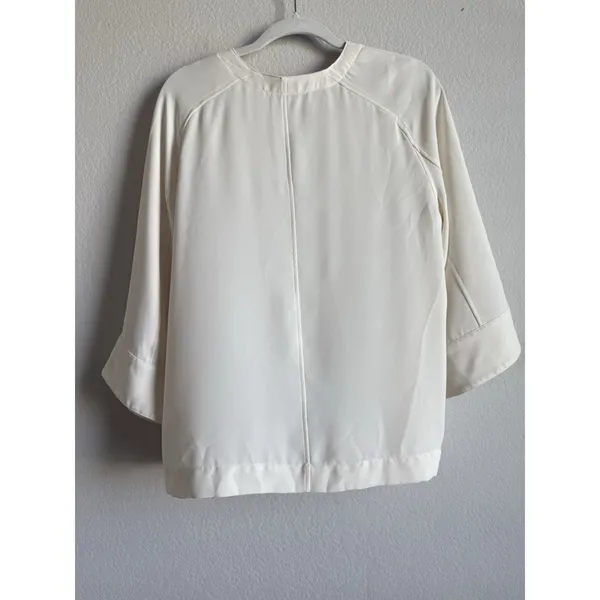 Ann Taylor Women's Wide Dolman Sleeves Ivory Top Blouse Size Large Casual Office - Image 10