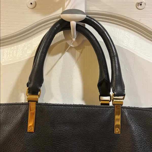 Kurt Geiger London Emma Tote Black Textured Leather Handbag Gold Toned Hardware - Image 7