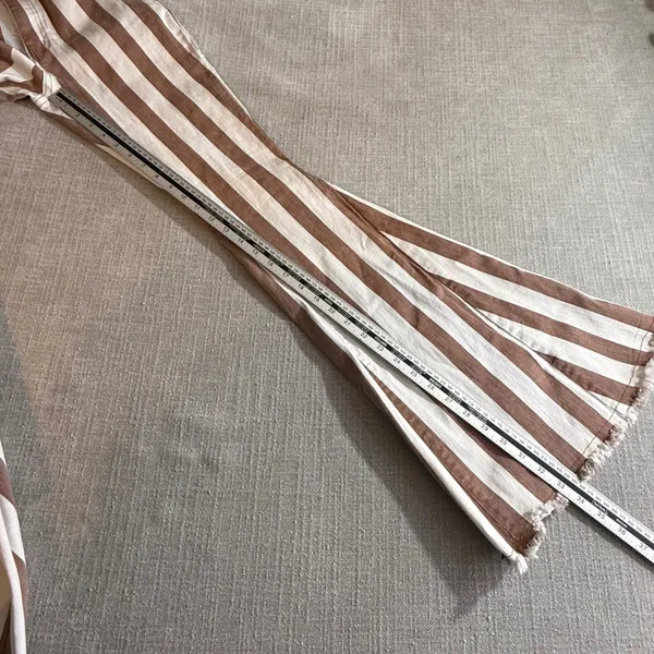 Saints & Hearts Brown Striped Flare Jeans Small‎ High Rise Boho Bell Bottoms - Image 4