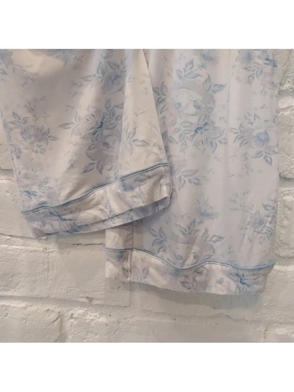 SHABBY CHIC Pajama Set Women Medium 6 Blue Floral Soft 2 PC Stretch Short Sleeve - Image 7