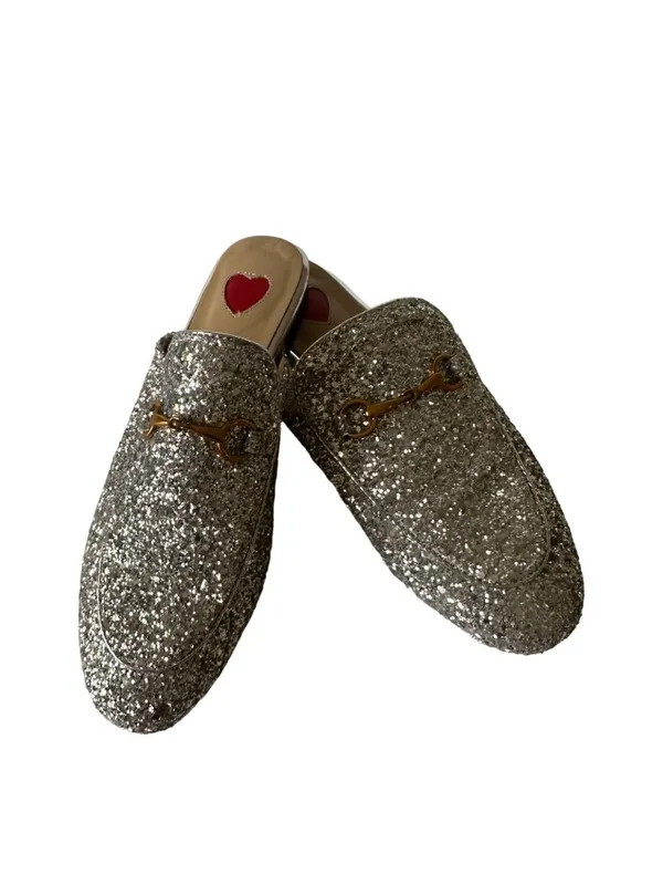 ARQA Womens Silver Glitter Loafer Mules Size 36/6 - Image 3