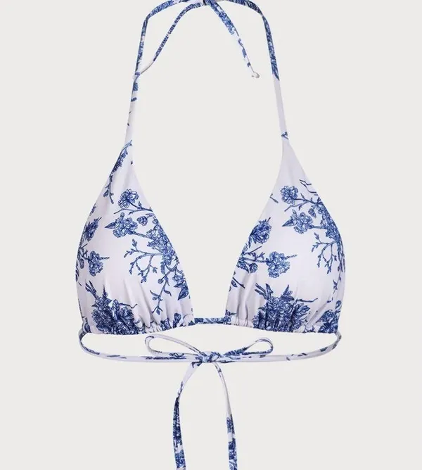 Berlook Floral Halter Triangle Bikini Top ONLY 64 Blue - Image 6