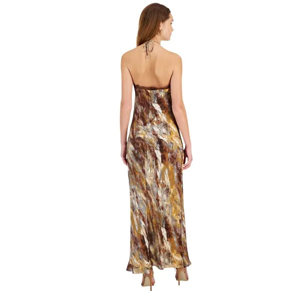 1. STATE Womens Printed Lace-Trim Halter Dress DS93253731Z Rust Brown Multi XL - Image 8