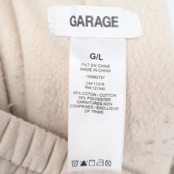 Garage Beige Fleece Lined Joggers Sweatpants Tan High Rise Size Large - Image 2