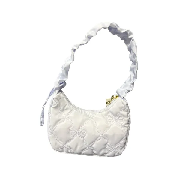 LoveShackFancy Small Light Lavender Quilted Bow Shoulder Bag Zip Gold - Image 5