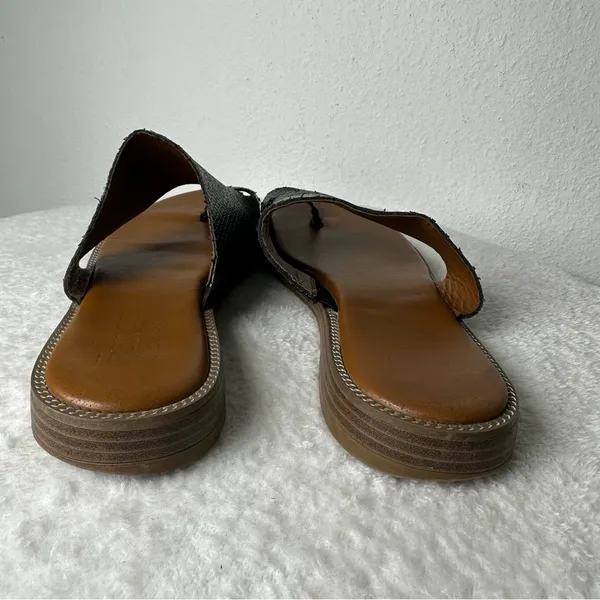 Franco Sarto Black Upper Leather Sandals Snakeskin Embossed Size 7 - Image 6