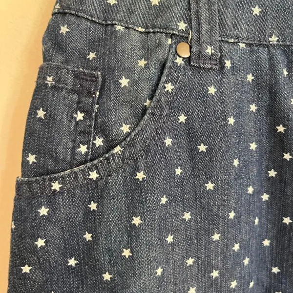Catherines Star Print Denim Skort Blue Cotton Plus Size 18W Mini‎ Skirt Shorts - Image 2