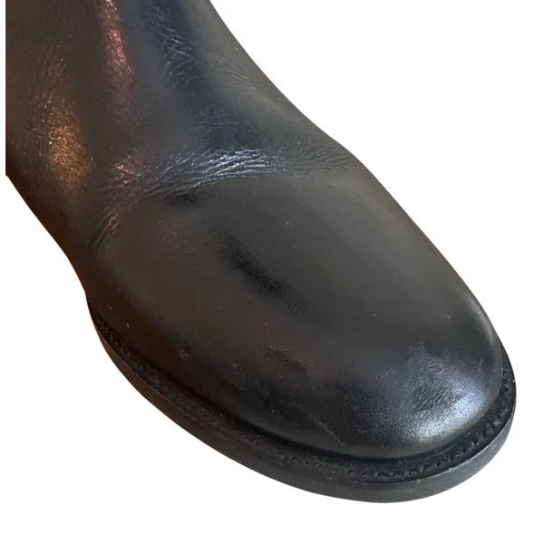 Tory Burch Tenley Riding Boots Black Leather Suede Gold T Logo Sz 8 - Image 14