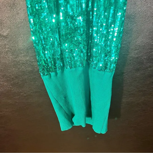 Bebe Teal‎ Sequin Mini Dress Size Medium - Image 6