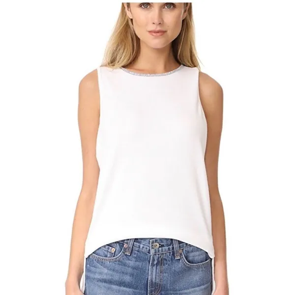 rag & bone White Sleeveless Tank Top Embellished Neckline Hi Lo Hem‎ XS - Image 2