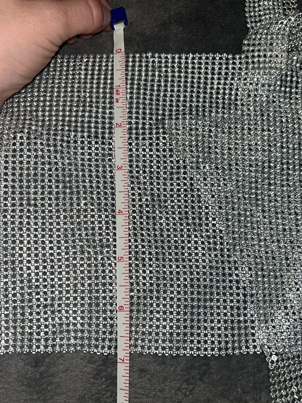 SheIn NWOT Rhinestone Detail Metallic Open Back Silver Top - Image 4
