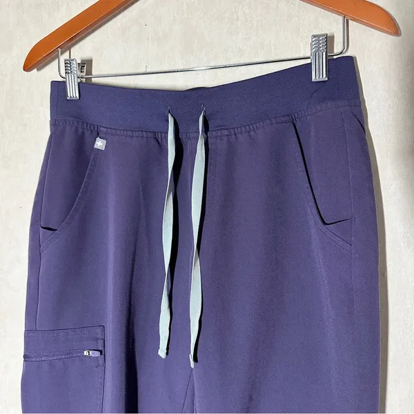 Figs Women’s Zamora Jogger Scrub Pants Pull On Mid Rise in Dark Purple Size S - Image 4